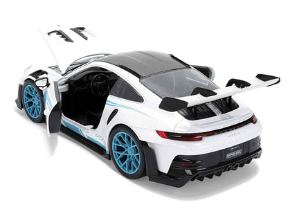 Porsche 911 GT3 RS (992) #12 White with Blue Stripes and Carbon Top "Hyper-Spec" Series 1/24 Diecast Model Car by Jada Cartsfy Inc.