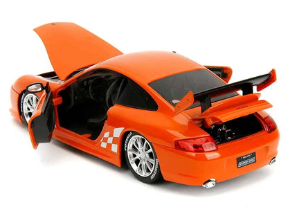 Porsche 911 GT3 RS (996) #008 "Bridgestone" Orange Metallic with White Graphics "Hyper-Spec" Series 1/24 Diecast Model Car by Jada Miniature Motors Default Title Default Title-
