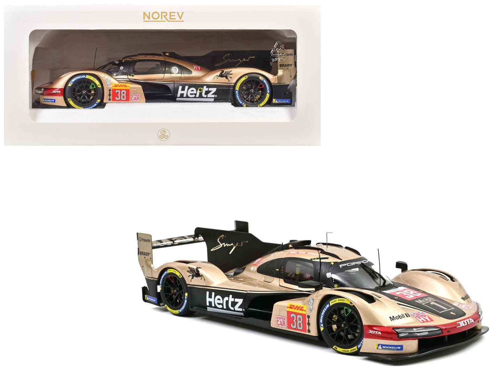 Porsche 963 #38 Jenson Button - Phil Hanson - Oliver Rasmussen "Hertz Team Jota" "Lone Star Le Mans" (2024) 1/18 Diecast Model Car by Norev Cartsfy Inc.