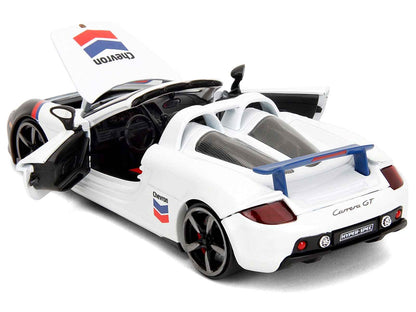 Porsche Carrera GT Convertible #04 "Chevron" White with Graphics "Hyper-Spec" Series 1/24 Diecast Model Car by Jada Miniature Motors Default Title Default Title-