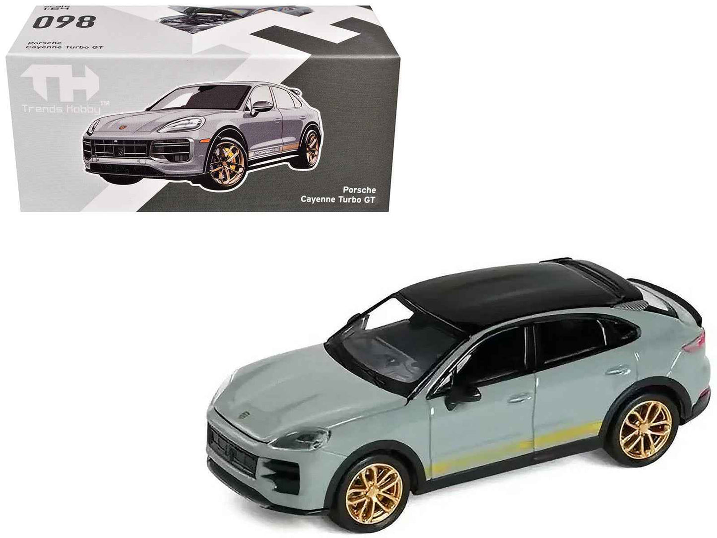 Porsche Cayenne Turbo GT Gray with Black Top and Gold Stripes 1/64 Diecast Model Car by Trends Hobby Cartsfy Inc.