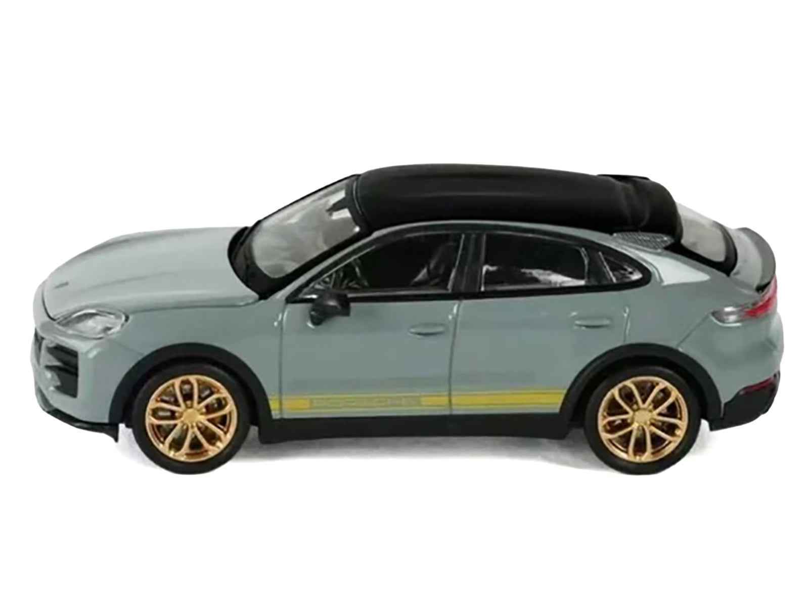 Porsche Cayenne Turbo GT Gray with Black Top and Gold Stripes 1/64 Diecast Model Car by Trends Hobby Cartsfy Inc.