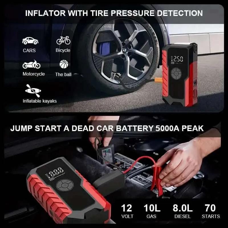 Portable 12V Car Jump Starter, Battery Charger, Air Pump (LED Display) DailySale Default Title Default Title-