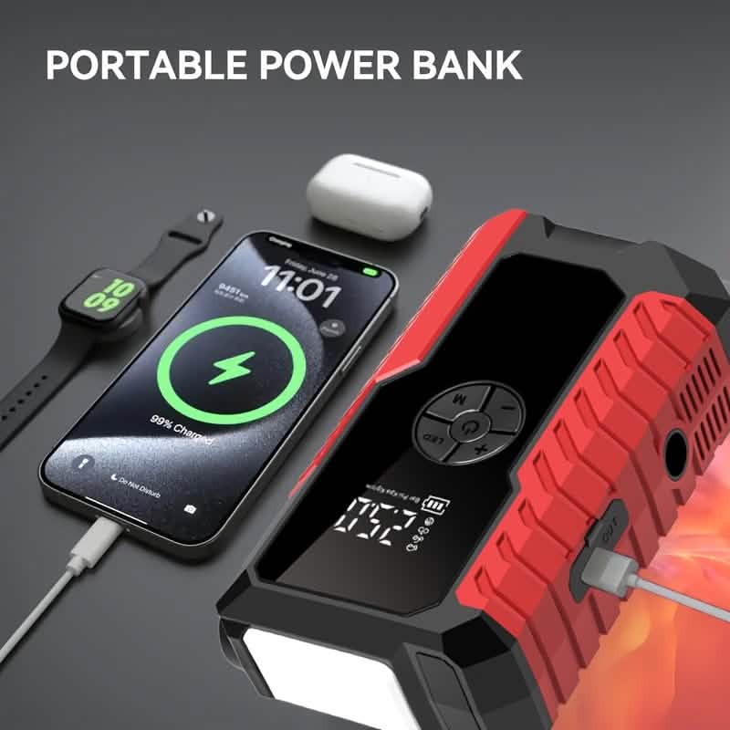 Portable 12V Car Jump Starter, Battery Charger, Air Pump (LED Display) Cartsfy Inc.