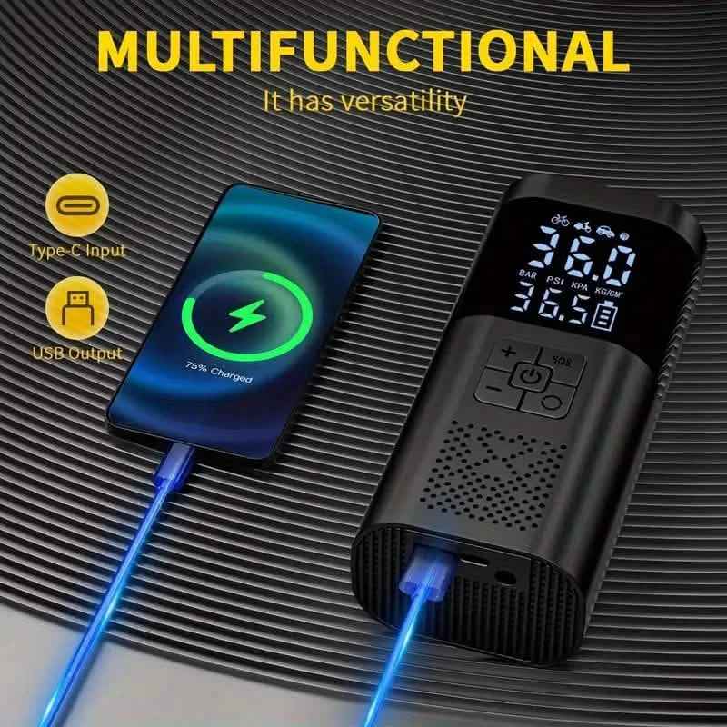 Portable Electric Tire Inflator – 150PSI Air Compressor with Digital Gauge & LED Light Cartsfy Inc.