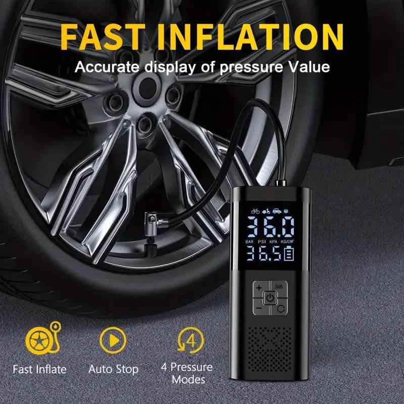Portable Electric Tire Inflator – 150PSI Air Compressor with Digital Gauge & LED Light Cartsfy Inc.