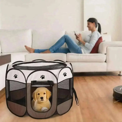 Portable Foldable Pet Playpen For Dogs Cats Other Pets DailySale Blue Pink Coffee Blue-Pink-Coffee-