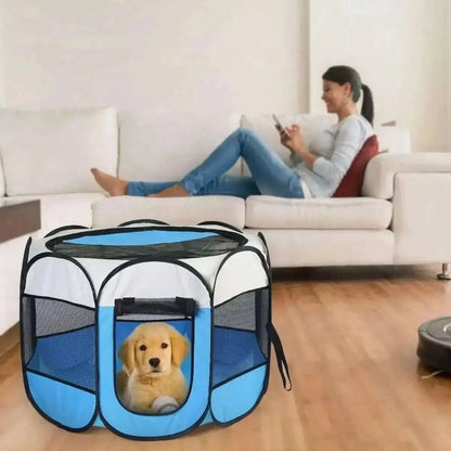 Portable Foldable Pet Playpen For Dogs Cats Other Pets DailySale Blue Pink Coffee Blue-Pink-Coffee-