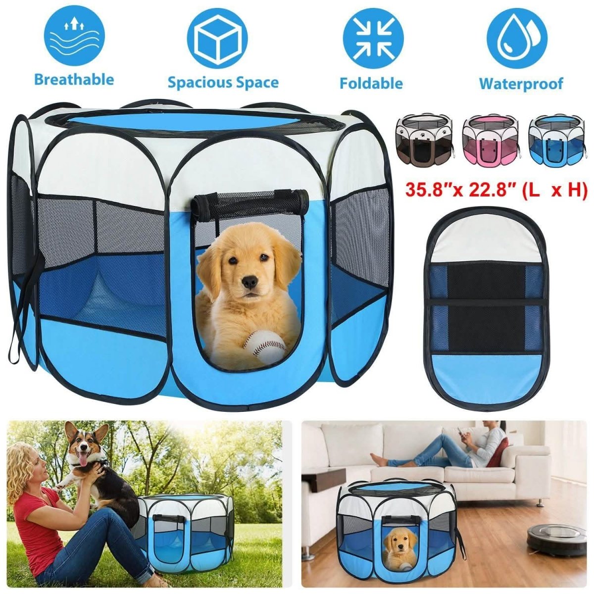 Portable Foldable Pet Playpen For Dogs Cats Other Pets - Cartsfy Inc.