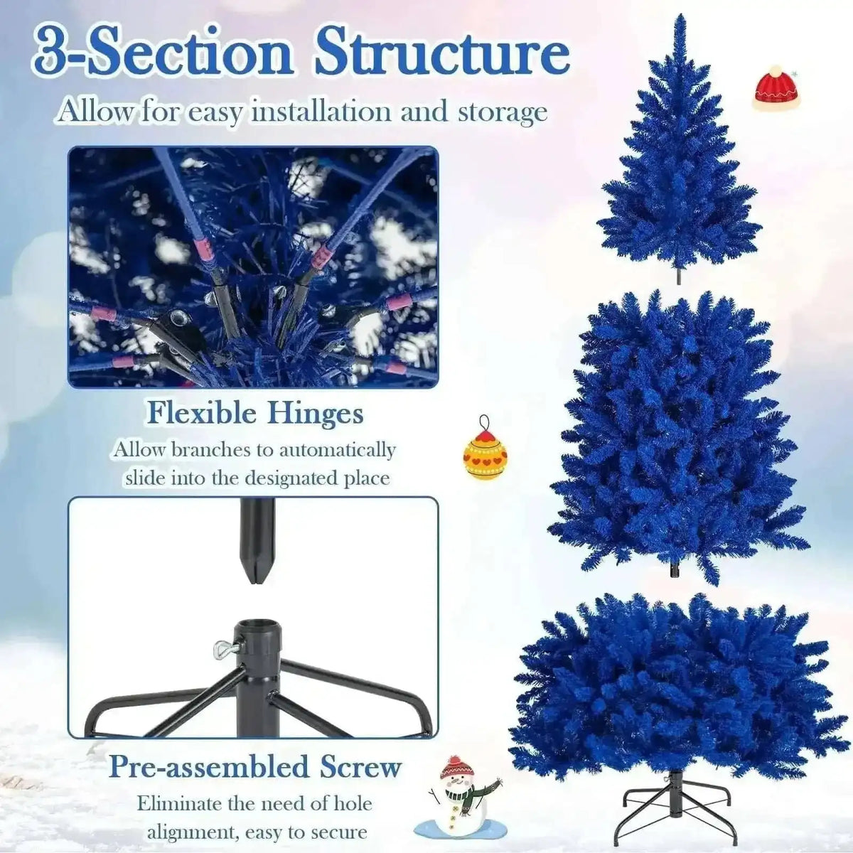 Pre-Lit Artificial Christmas Tree with 340 Blue LED Lights and 3 Modes-7 ft Cartsfy Inc.