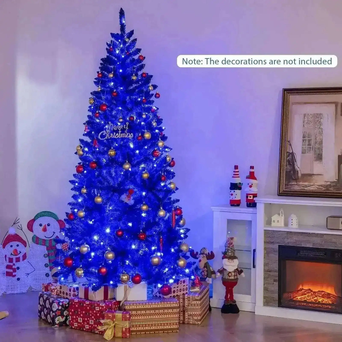 Pre-Lit Artificial Christmas Tree with 340 Blue LED Lights and 3 Modes-7 ft Cartsfy Inc.