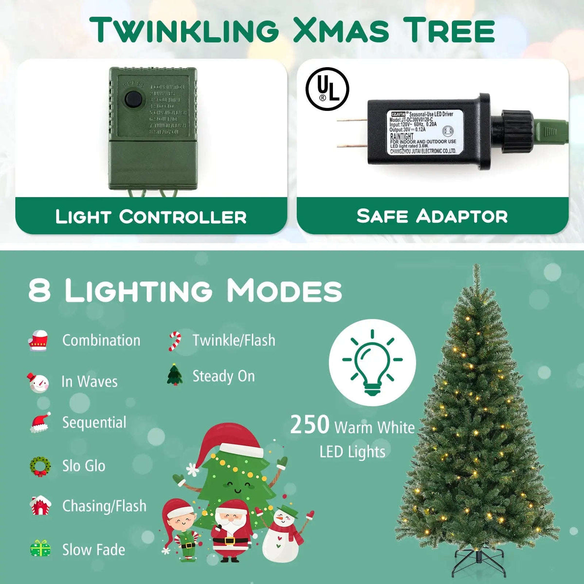Pre-Lit Artificial Christmas Tree with LED Lights Cartsfy Inc.