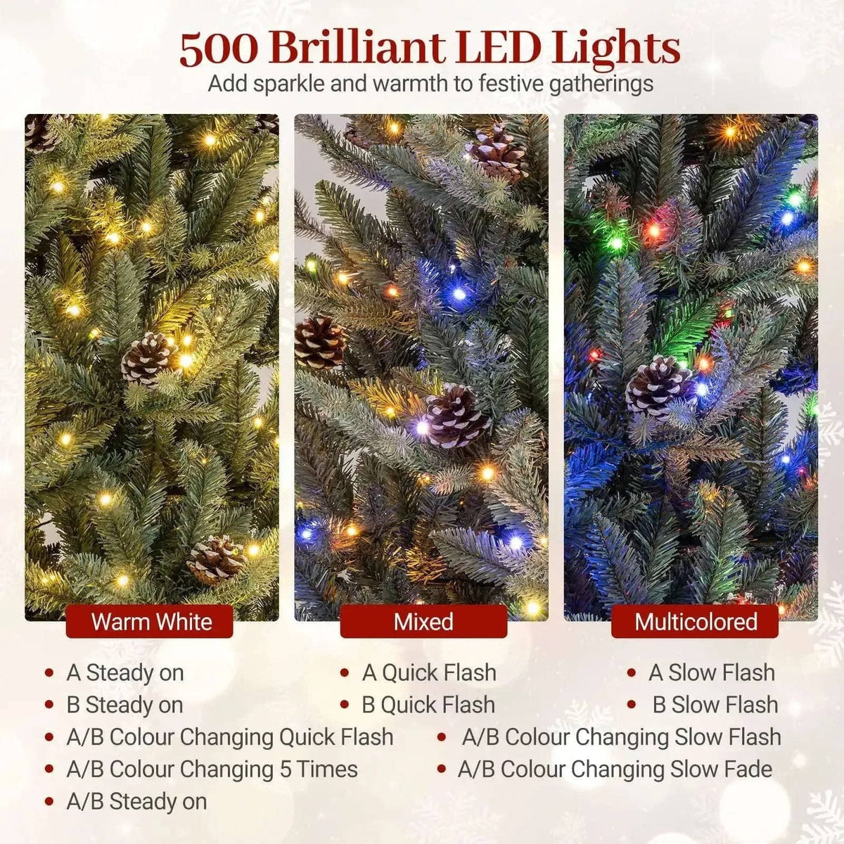 Pre-Lit Artificial Christmas Tree with Multicolored LED Lights-M Cartsfy Inc.