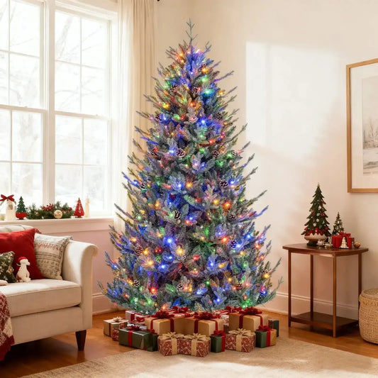 Pre-Lit Artificial Christmas Tree with Multicolored LED Lights-M Cartsfy Inc.