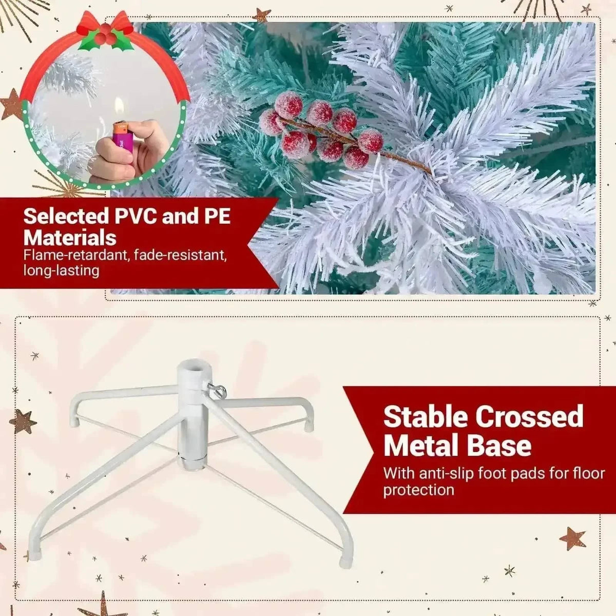 Pre-Lit Artificial Christmas Tree with Snow Flocked Branch Tips Cartsfy Inc.