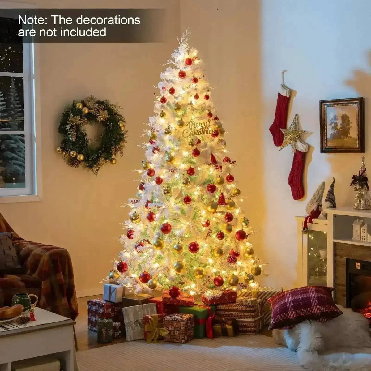 Pre-Lit Artificial Christmas Tree with Snow Flocked Branch Tips Cartsfy Inc.