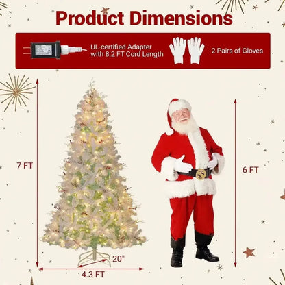 Pre-Lit Artificial Christmas Tree with Snow Flocked Branch Tips Cartsfy Inc.