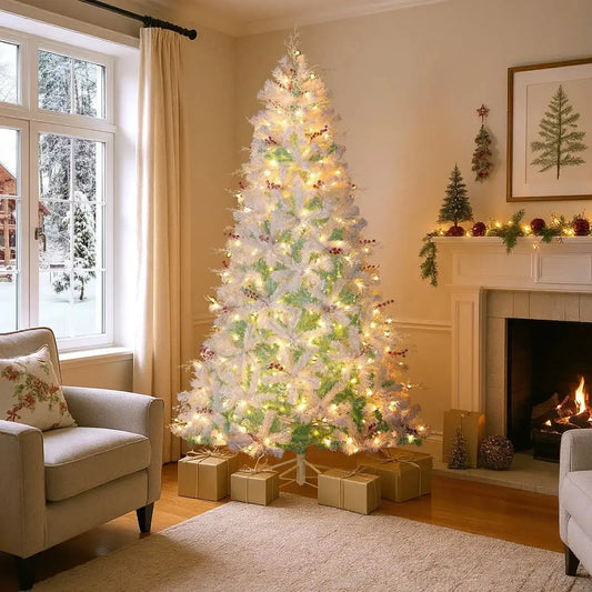 Pre-Lit Artificial Christmas Tree with Snow Flocked Branch Tips Cartsfy Inc.