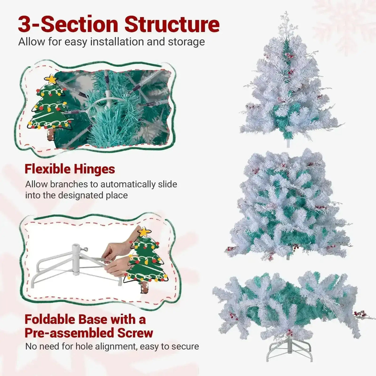 Pre-Lit Artificial Christmas Tree with Snow Flocked Branch Tips Cartsfy Inc.