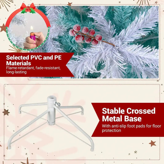 Pre-Lit Artificial Christmas Tree with Snow Flocked Branch Tips Cartsfy Inc.