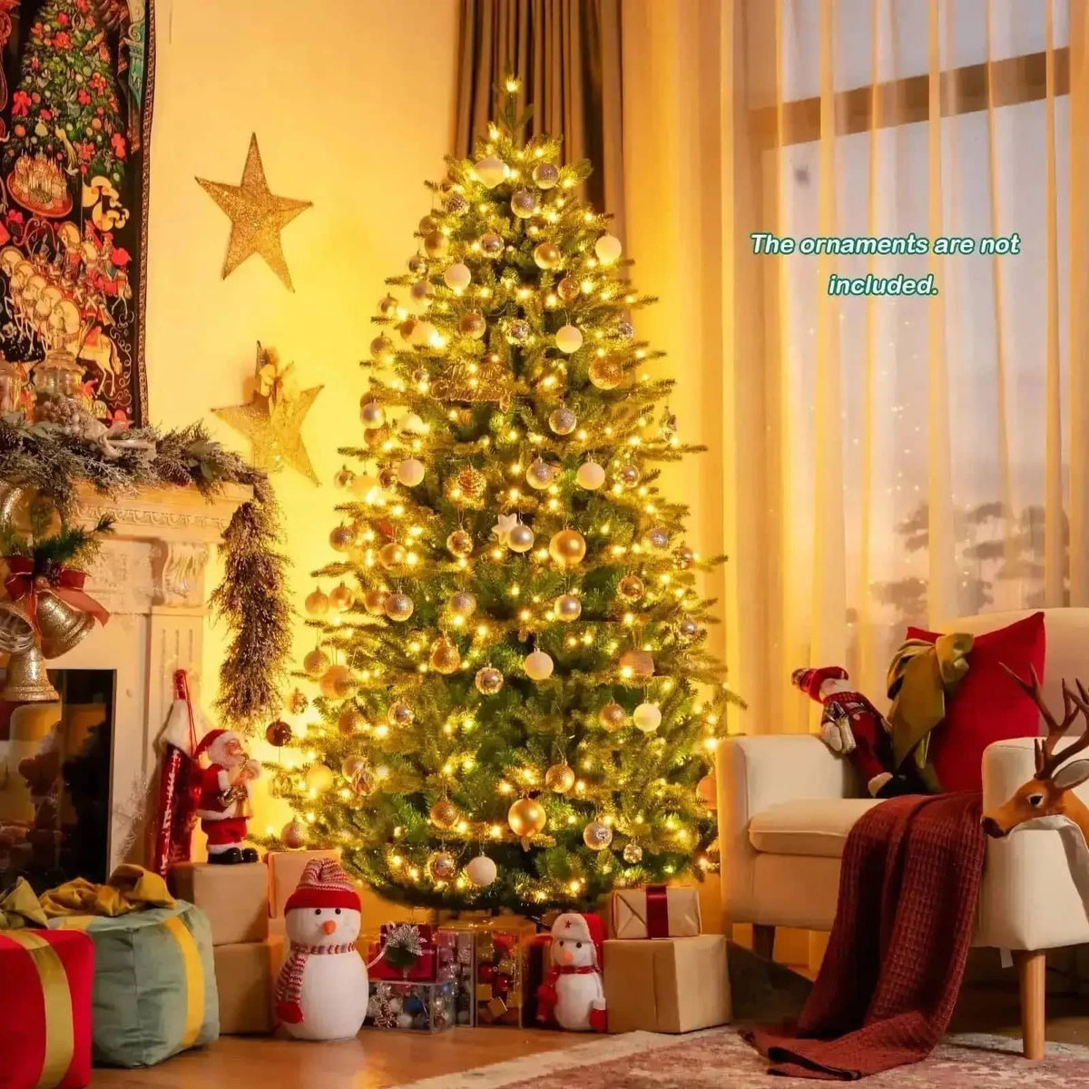 Pre-lit Artificial Hinged Christmas Tree with APP Controlled LED Lights Cartsfy Inc.