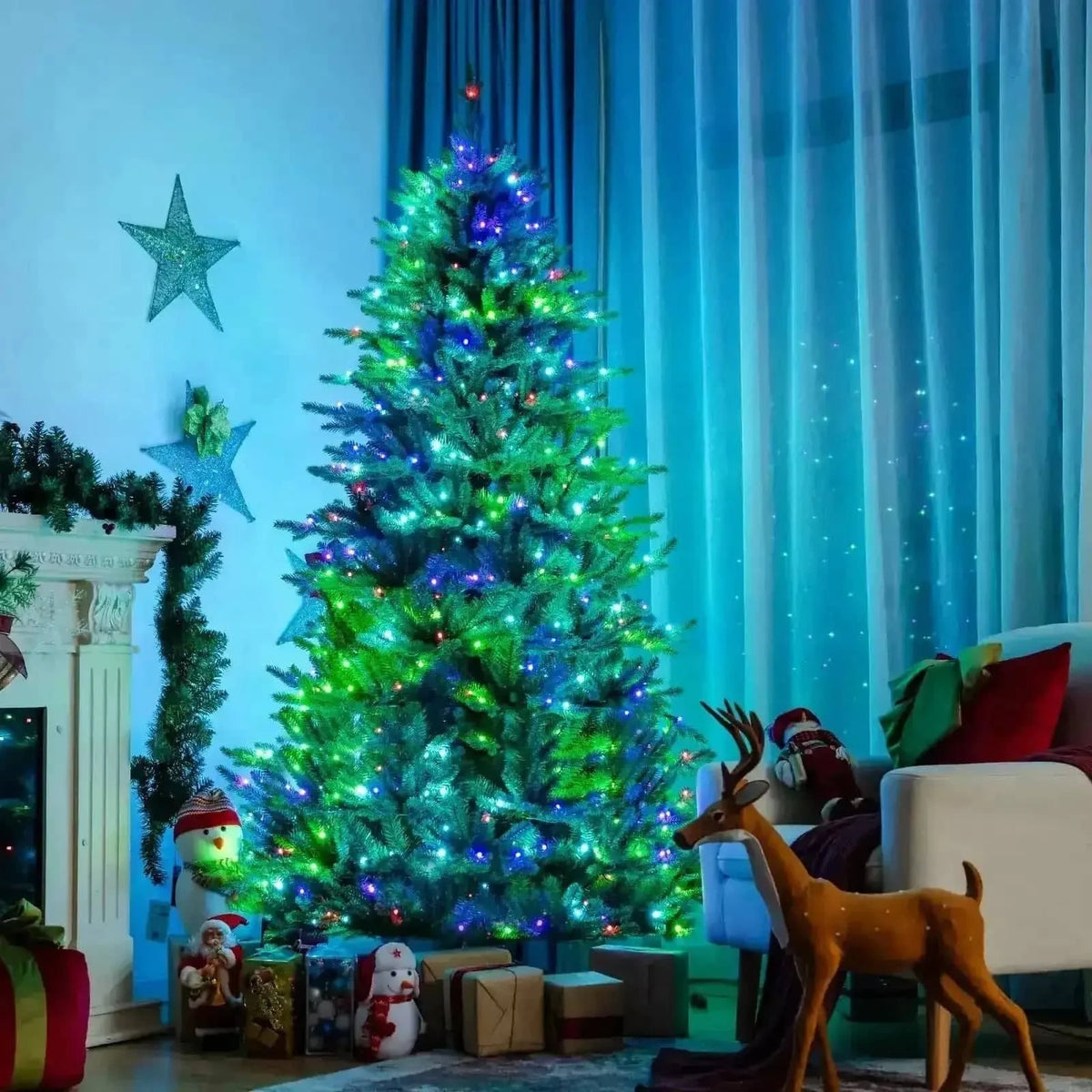 Pre-lit Artificial Hinged Christmas Tree with APP Controlled LED Lights Cartsfy Inc.