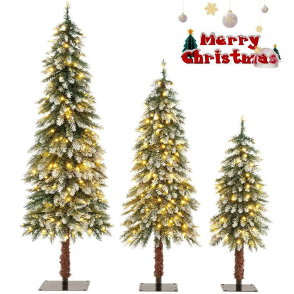 Pre-Lit Christmas Tree Set of 3 - Snowy and Slim Cartsfy Inc.