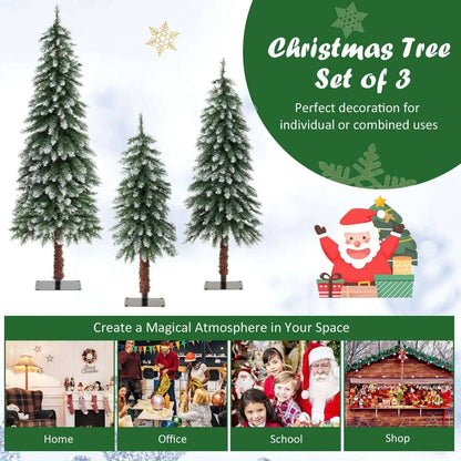 Pre-Lit Christmas Tree Set of 3 - Snowy and Slim Cartsfy Inc.
