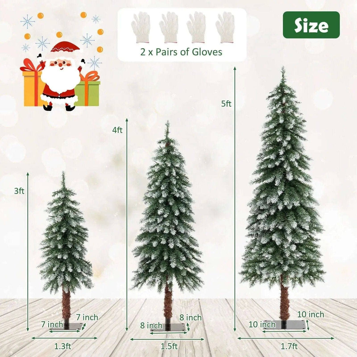 Pre-Lit Christmas Tree Set of 3 - Snowy and Slim Cartsfy Inc.
