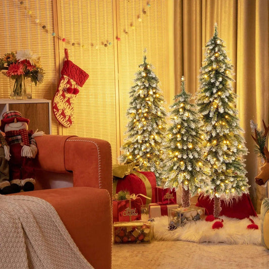 Pre-Lit Christmas Tree Set of 3 - Snowy and Slim Cartsfy Inc.