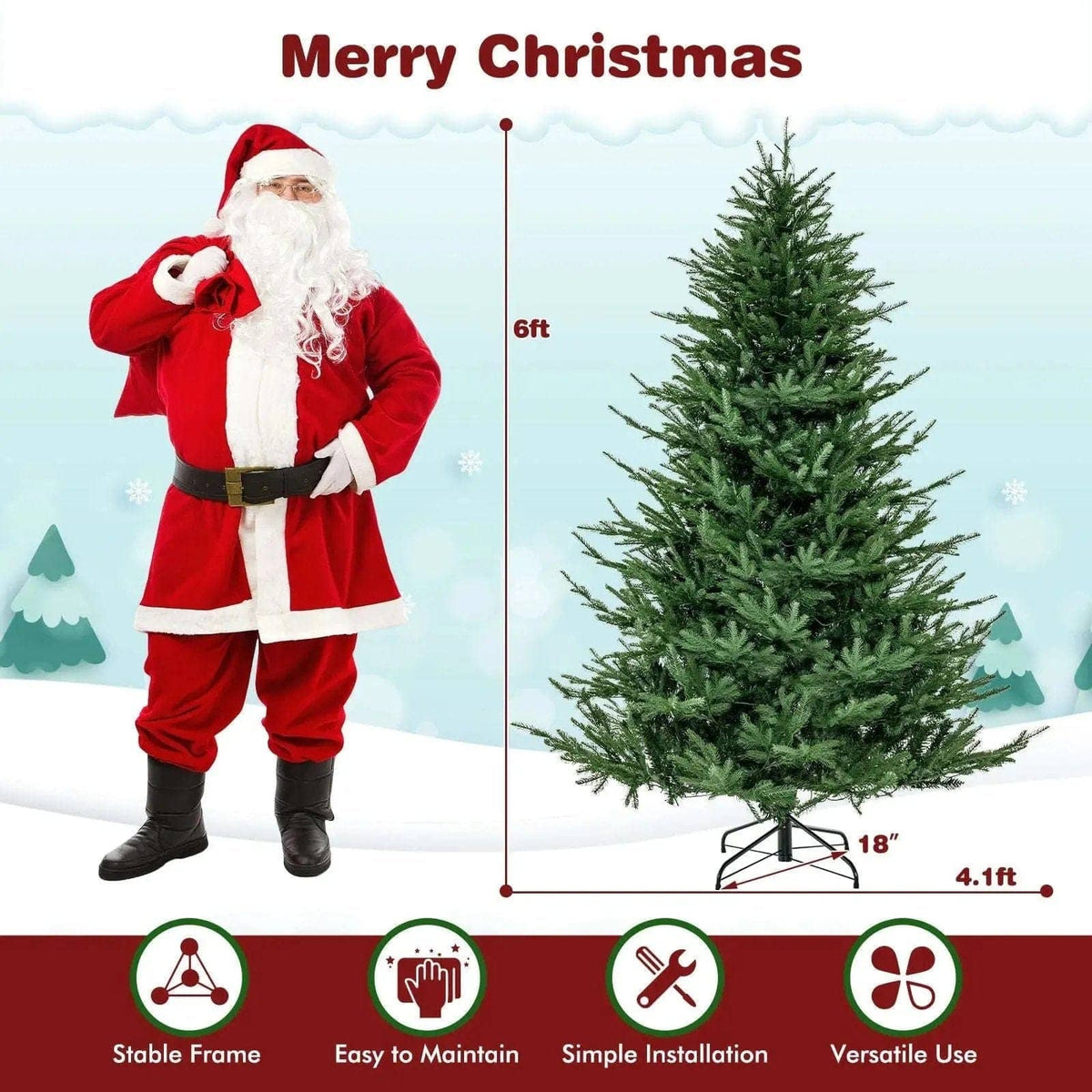 Pre-lit Christmas Tree with 280 Warm White LED Lights and 8 Lighting Modes DirectDeals 7 ft 6ft 7 ft-6ft-
