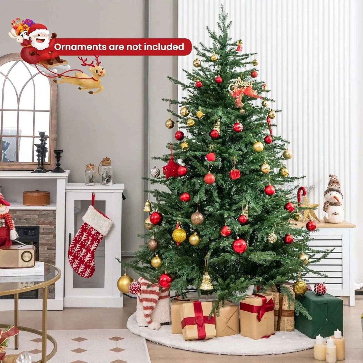 Pre-lit Christmas Tree with 280 Warm White LED Lights and 8 Lighting Modes