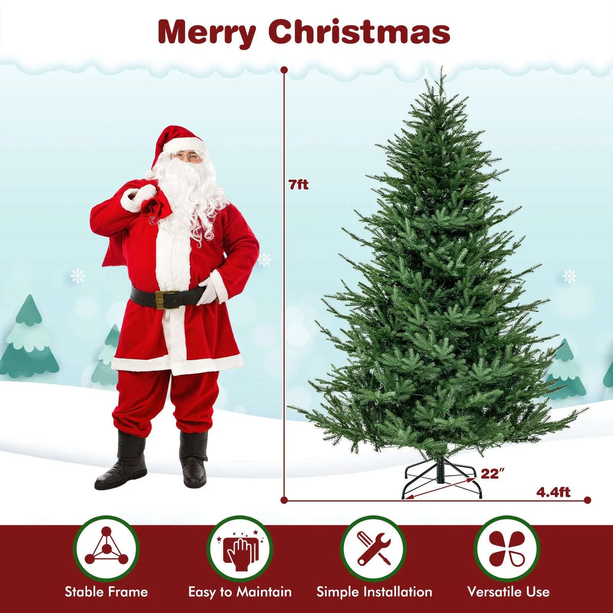 Pre-lit Christmas Tree with 280 Warm White LED Lights and 8 Lighting Modes Cartsfy Inc.