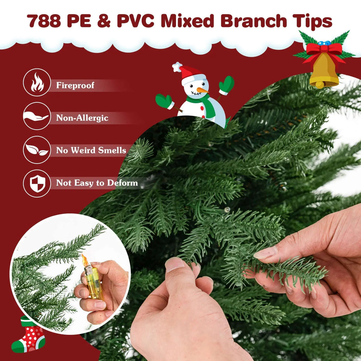 Pre-lit Christmas Tree with 280 Warm White LED Lights and 8 Lighting Modes Cartsfy Inc.