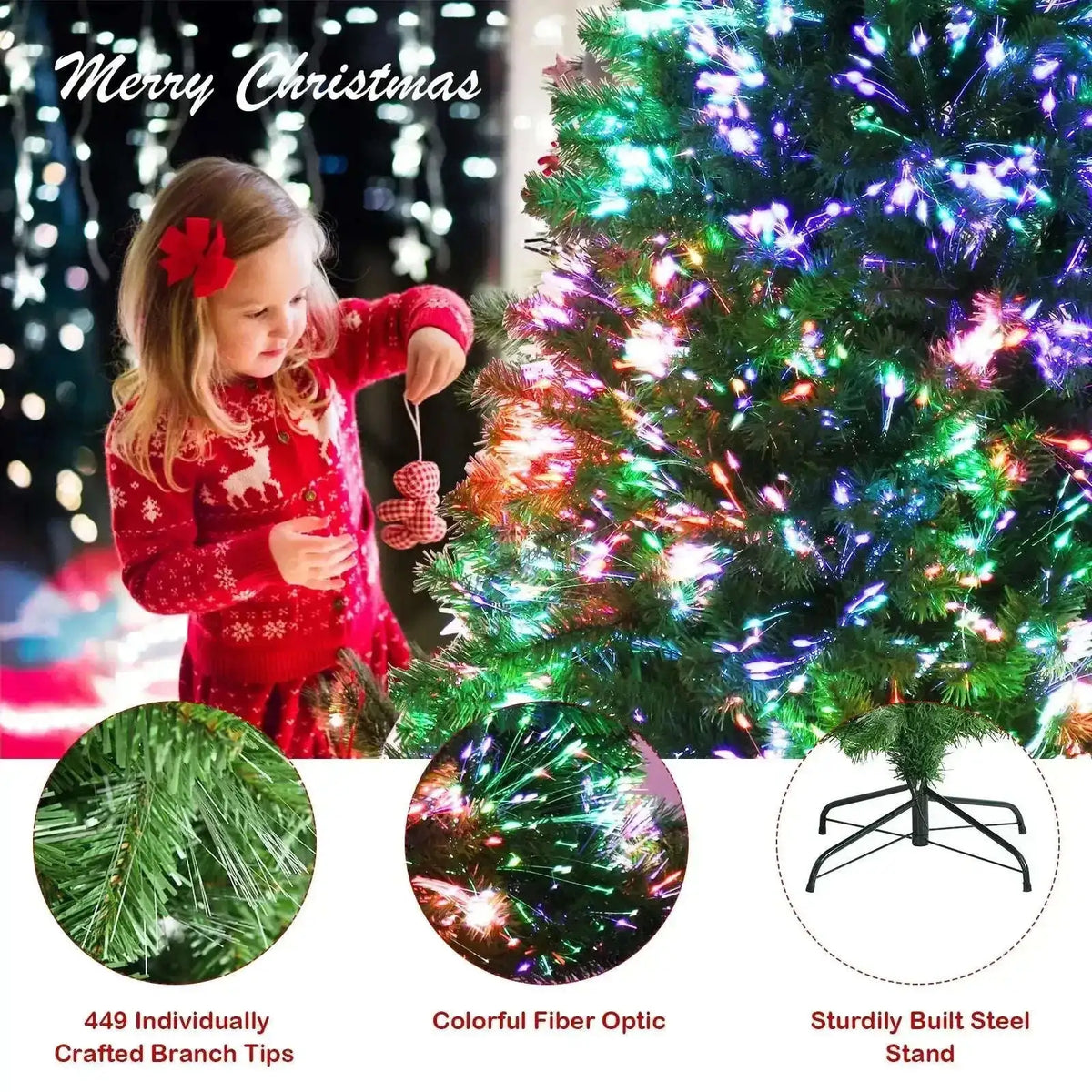Pre-lit Multi-Colored Fiber Optic Spruce Artificial Christmas Tree Cartsfy Inc.