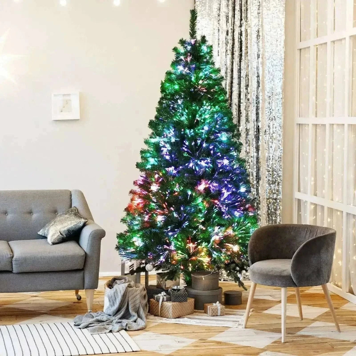 Pre-lit Multi-Colored Fiber Optic Spruce Artificial Christmas Tree Cartsfy Inc.