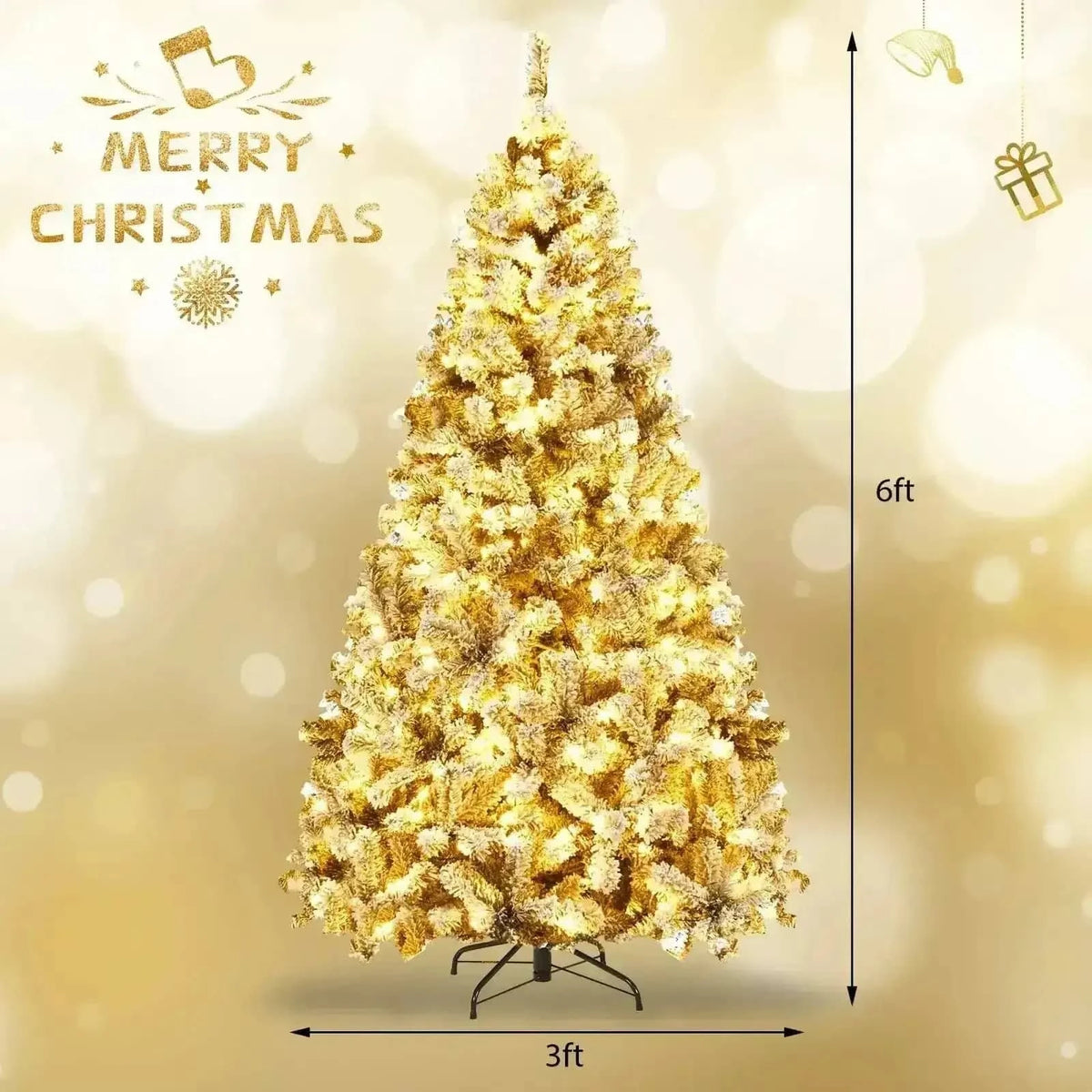 Pre-Lit Premium Snow Flocked Hinged Artificial Christmas Tree Cartsfy Inc.