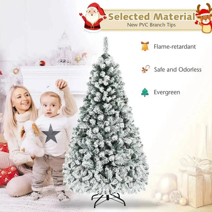 Pre-Lit Premium Snow Flocked Hinged Artificial Christmas Tree Cartsfy Inc.