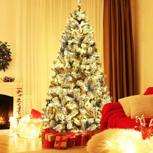 Pre-Lit Premium Snow Flocked Hinged Artificial Christmas Tree Cartsfy Inc.