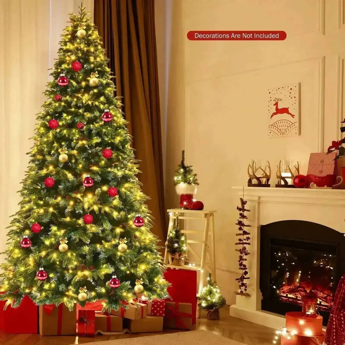 Pre-Lit Snowy Christmas Hinged Tree with Multi-Color Lights Cartsfy Inc.