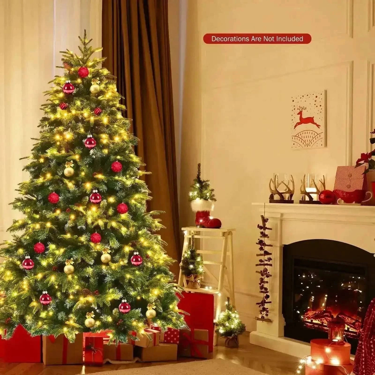 Pre-Lit Snowy Christmas Hinged Tree with Multi-Color Lights Cartsfy Inc.
