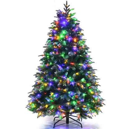 Pre-Lit Snowy Christmas Hinged Tree with Multi-Color Lights Cartsfy Inc.