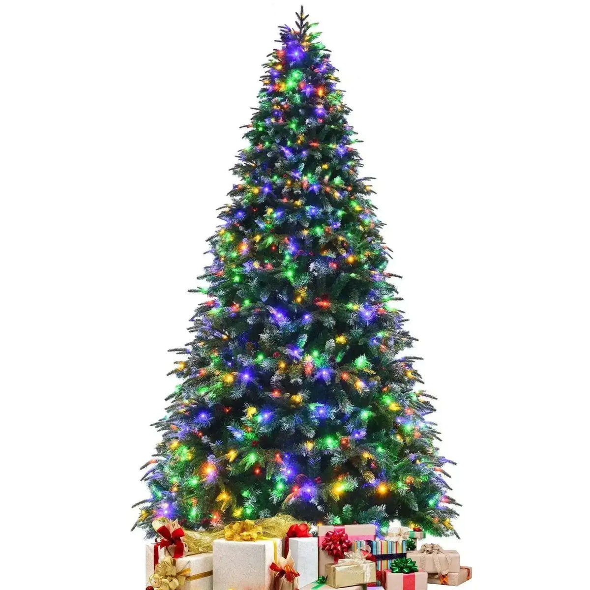 Pre-Lit Snowy Christmas Hinged Tree with Multi-Color Lights Cartsfy Inc.