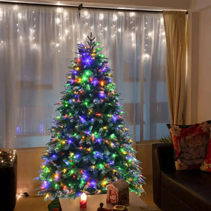 Pre-Lit Snowy Christmas Hinged Tree with Multi-Color Lights Cartsfy Inc.