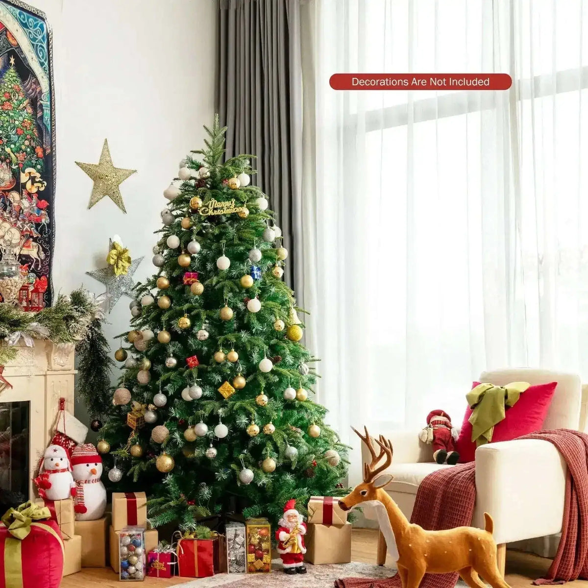 Pre-Lit Snowy Christmas Hinged Tree with Multi-Color Lights Cartsfy Inc.
