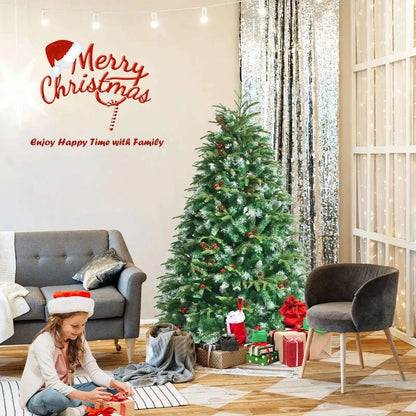Pre-Lit Snowy Christmas Hinged Tree with Multi-Color Lights Cartsfy Inc.