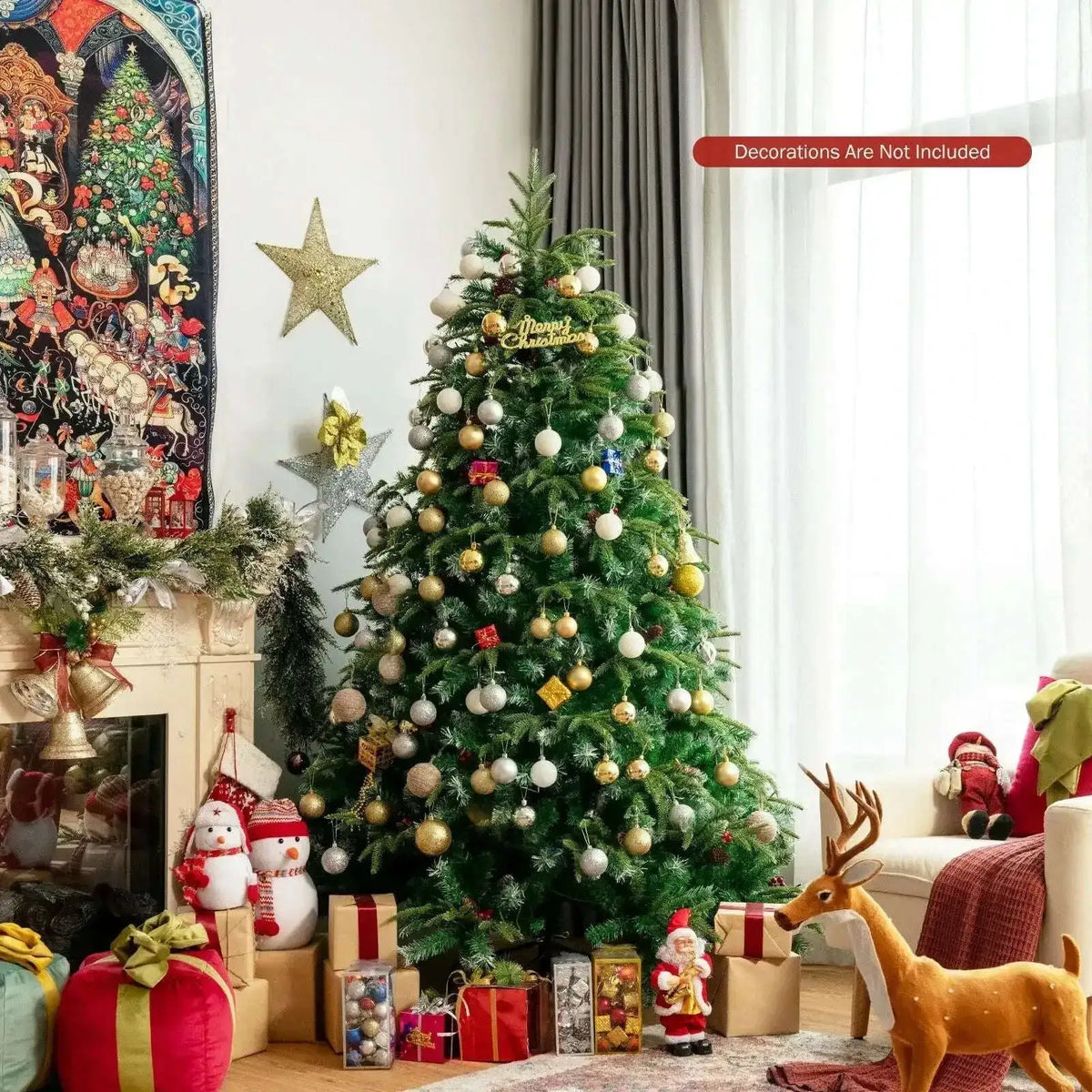 Pre-Lit Snowy Christmas Hinged Tree with Multi-Color Lights Cartsfy Inc.