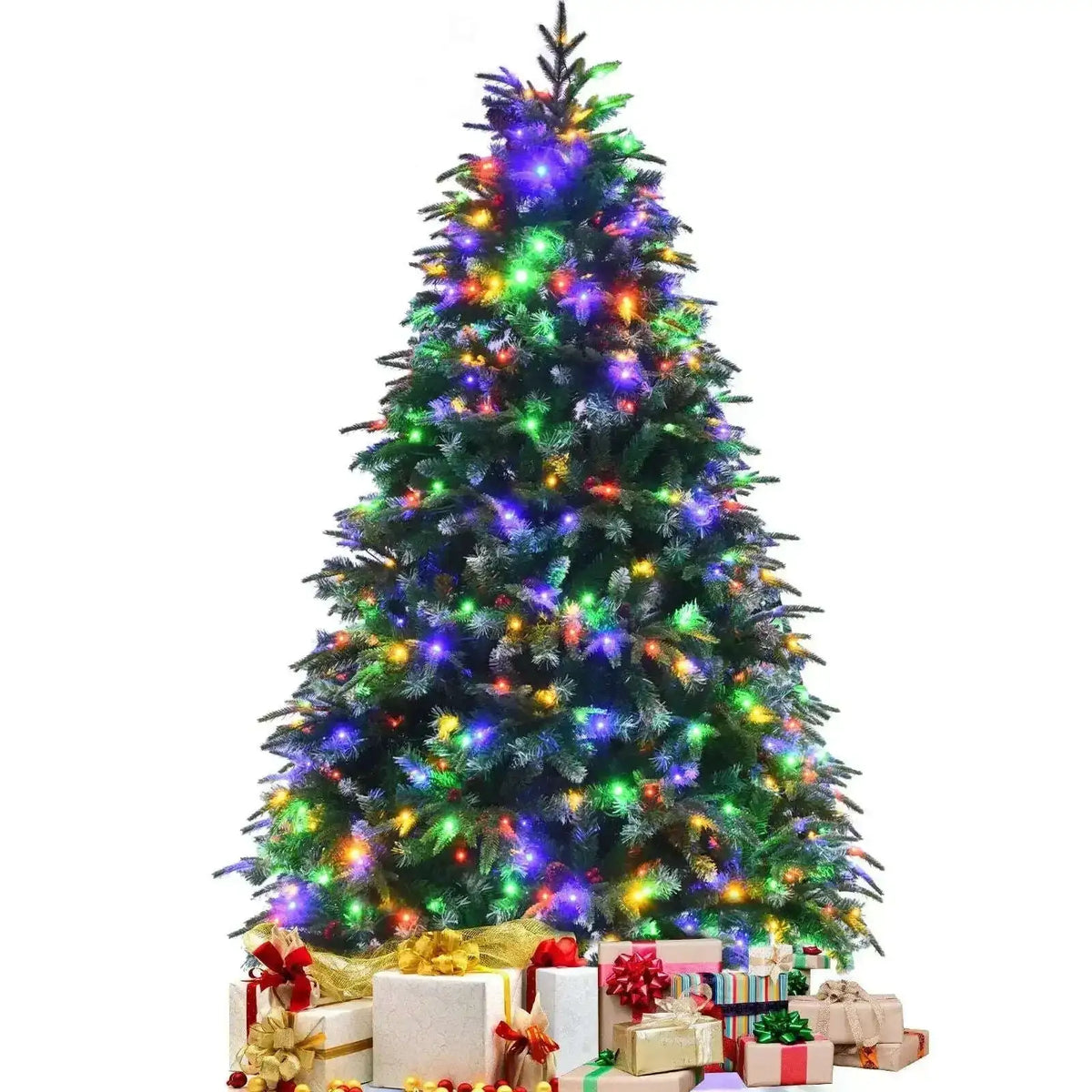 Pre-Lit Snowy Christmas Hinged Tree with Multi-Color Lights Cartsfy Inc.