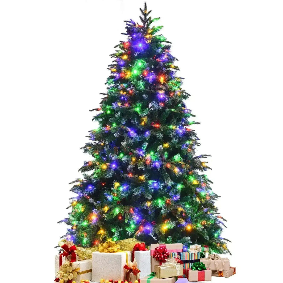 Pre-Lit Snowy Christmas Hinged Tree with Multi-Color Lights Cartsfy Inc.