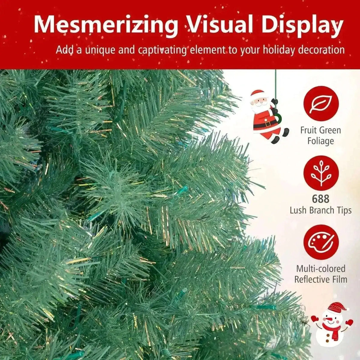 Pre-Lit Tinsel Christmas Tree - Artificial Xmas Tree for Home & Office Cartsfy Inc.